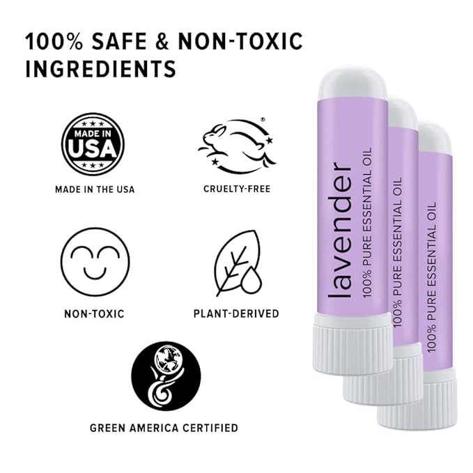 MOXĒ Lavender Essential Oil Nasal Inhaler, Therapeutic No-Mess Aromatherapy, Relaxation, Naturally Calming, Before Sleep Routine, Uplifts Mood, Pure and Undiluted, Made in USA (3 Pack)