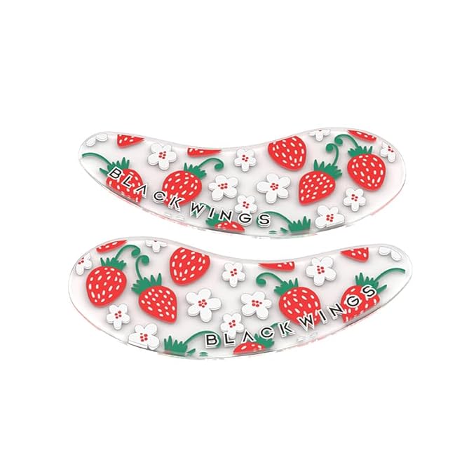 Black Wings 6 Pairs Silicone Eye Patches with Self-Adhesive Design - Cute Bear & Rabbit Inspired Eye Care Patches (strawberry 6 pairs)