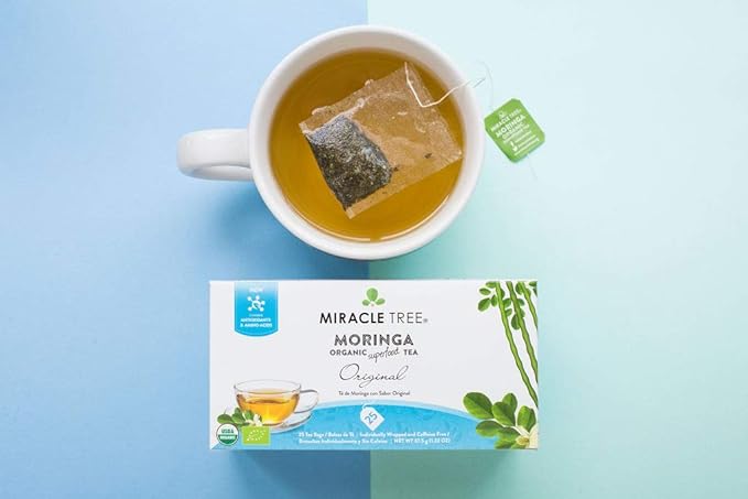 Miracle Tree - Organic Moringa Superfood Tea, 25 Individually Sealed Tea Bags, Original (Keto, Detox, Energy & Immunity Booster, Vegan, Gluten-Free, Organic, Non-GMO, Caffeine-Free)