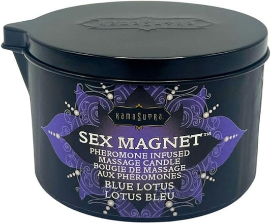 Pheromone Infused Massage Oil Candle for Pure Relaxation- 6oz- Moisturizing Coconut Oil, Essential Oil Blend Body Massage Candle for Home Spa- Amazing Gift for Women & Men (Blue Lotus) Unisex