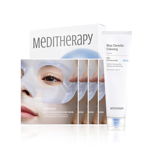 Bluelayer Water Dome Mask & Blue Centella Calming Cream - Blue Hydrogel Overnight Mask and Calming Face Moisturizer for Hydrating - Firming, Moisturizing, and Pore Minimizing for Radiant Glow