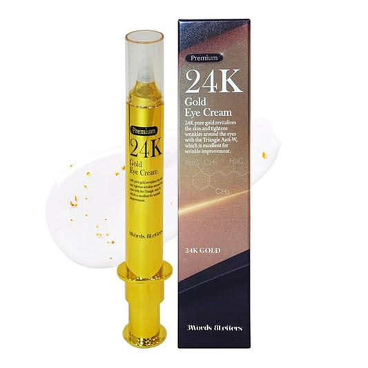 Premium 24K Gold Eye Cream 0.67 fl oz | Eye serum for wrinkle repair and skin tone evening | Korean Skin Care | k-beauty | 3Words 8Letters