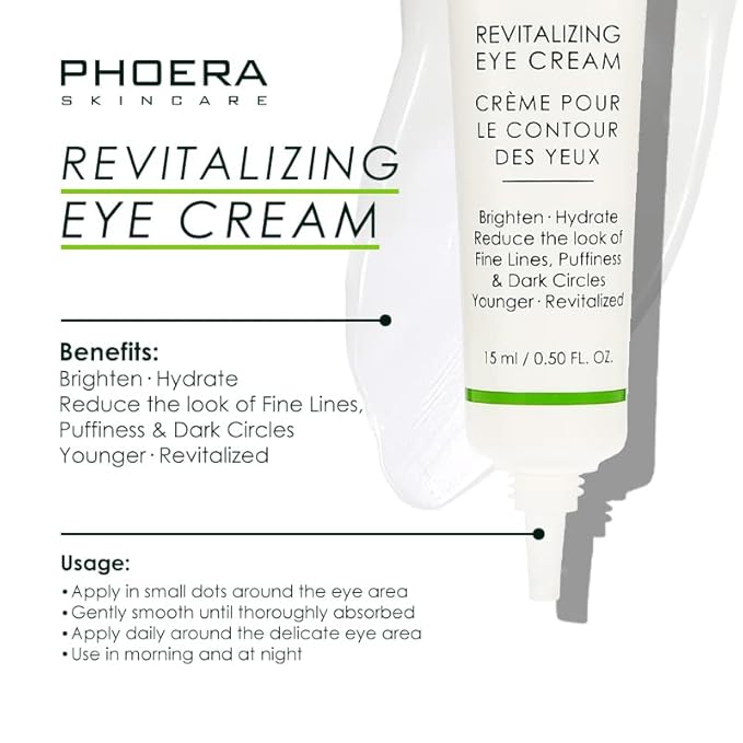 Phoera Revitalizing Eye Cream Brighten Hydrate Reduce The Fine Lines, Dark Circle Wrinkles And Puffiness For Men And Women Skin Loving Ingredients Apply In Morning And At Night
