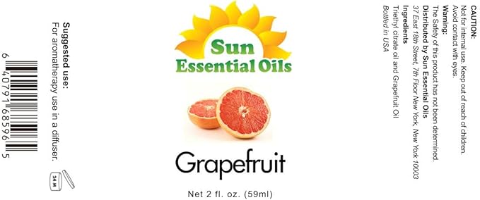 Sun Essential Oils Grapefruit Essential Oil - 2 Fl Oz Aromatherapy Oil