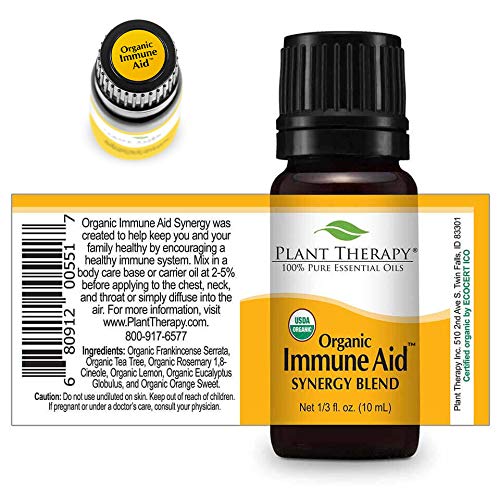 Plant Therapy Organic Immune Aid Essential Oil Blend 10 mL (1/3 oz) 100% Pure, Undiluted, Therapeutic Grade