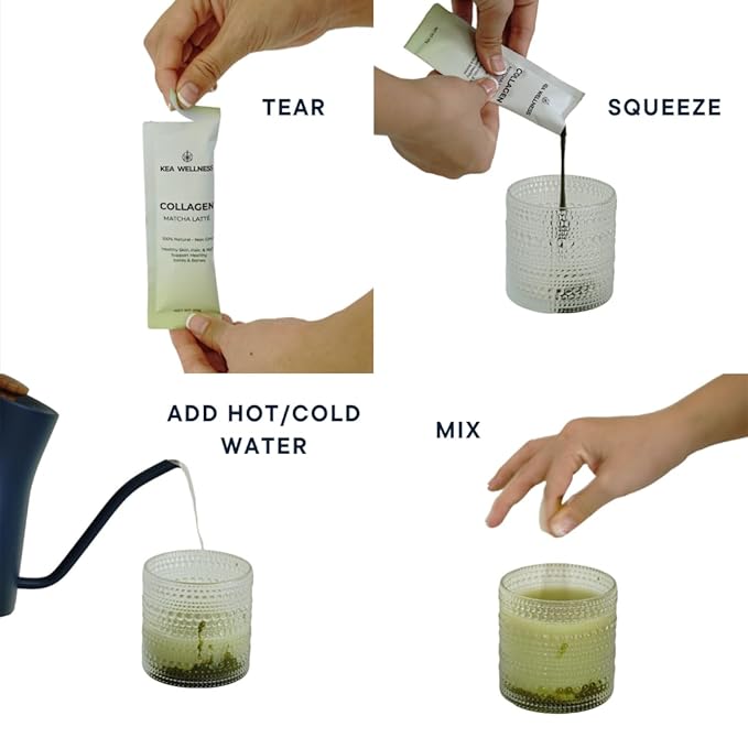 All-Natural Liquid Collagen Coffee Creamer – Premium Bovine & Marine Peptides (Types I, II, III) for Hair, Skin, Nails, Bones & Joints – Hydrolyzed, Single-Serve, 12-Pack – Matcha Latte Flavor