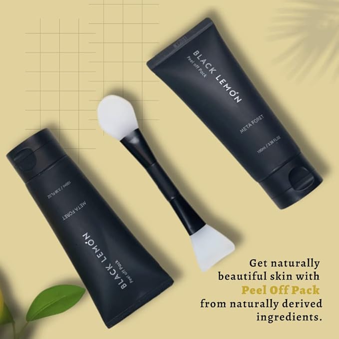 METAFORET Black Lemon Peel Off Pack 100ml/ 3.38fl.oz Activated Charcoal Face Gel Mask, Blackhead and Whitehead Remover, Pore Cleanser