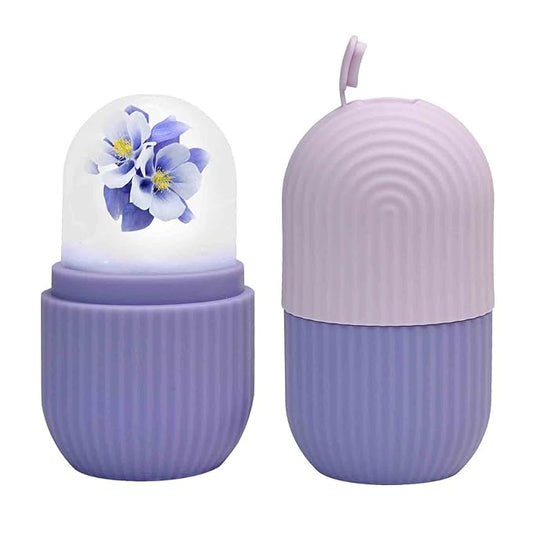 Ice Roller for Face,Silicone Facial Massage Ice Mold,Ice Cube Mold for Face Eye and Neck,Naturally Tone and Tighten Skin,de-puff Eye Bags,Reusable Beauty Ice Facial Roller for Woman Gift (Purple)