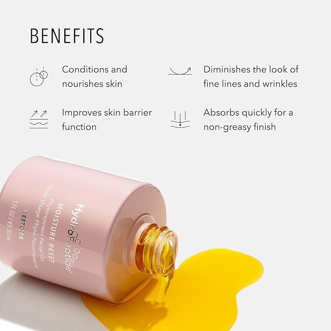 HydroPeptide Moisture Reset, Phytonutrient Facial Oil, Hydrate and Enrich Skin, Improves Skin Barrier Function, 1 Ounce