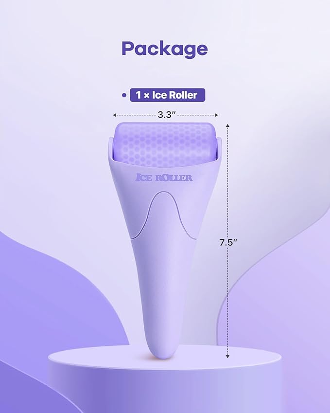 BearKig Ice Roller, Ice Roller for Face, Ice Face Roller, Cold Facial Ice Roller Massager for Eye Puffiness, Women's Gifts, Migraine, TMJ Pain Relief & Minor Injuries, Skin Care Products (Purple)