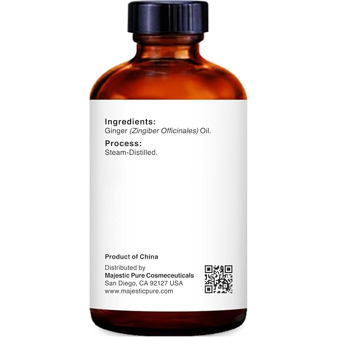 MAJESTIC PURE Ginger Essential Oil | 100% Pure and Natural Ginger Oil | Premium Grade Essential Oils for Hair Care, Home Diffusers, Skin, Aromatherapy, Massage and Humidifiers | 1 Fl Oz