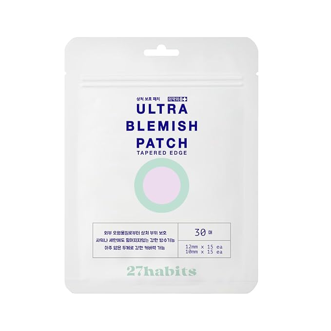 ULTRA BLEMISH PATCH (30 patches) - protects and covers blemishes, made with eco-friendly packaging, fast absorbing hydrocolloid, tapered edge, Korean skincare