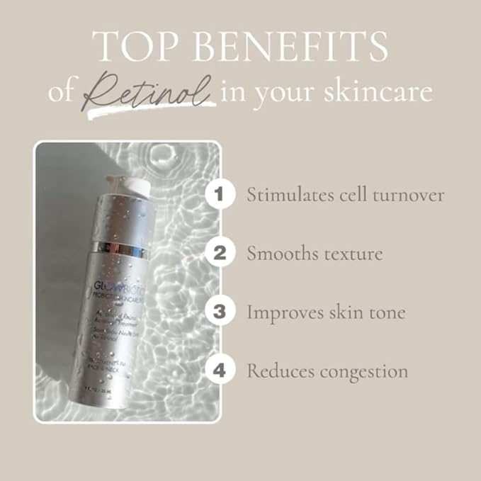 Glowbiotics Advanced Retinol Renewal Treatment: Nightly Anti-Aging Cream for Smoother, Brighter Skin | Firms & Reduces Pores with Retinol