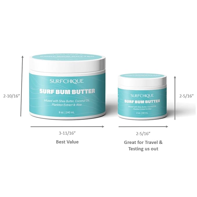 Surf Bum Whipped Moisturizing Body Butter with Light Tropical Scent of Coconut, Vanilla, Mango, & Papaya (8 oz)