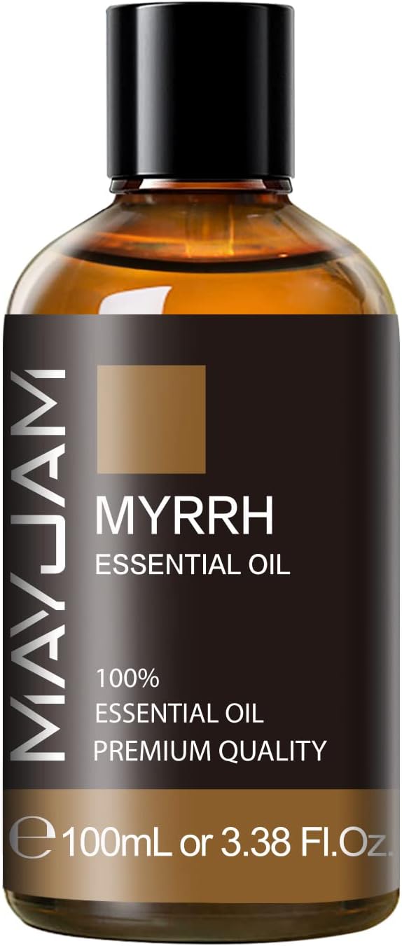 Myrrh Essential Oil 100ML/3.38FL.OZ, MAYJAM Premium Myrrh Oil Essential Oils with Glass Dropper, Great for Diffuser and Candle Making