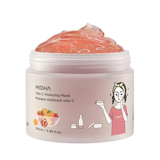 MIDHA Vita C Vitalizing Mask, Facial Wash-off mask, with Vitamin C and red fruits nutrition, vegan