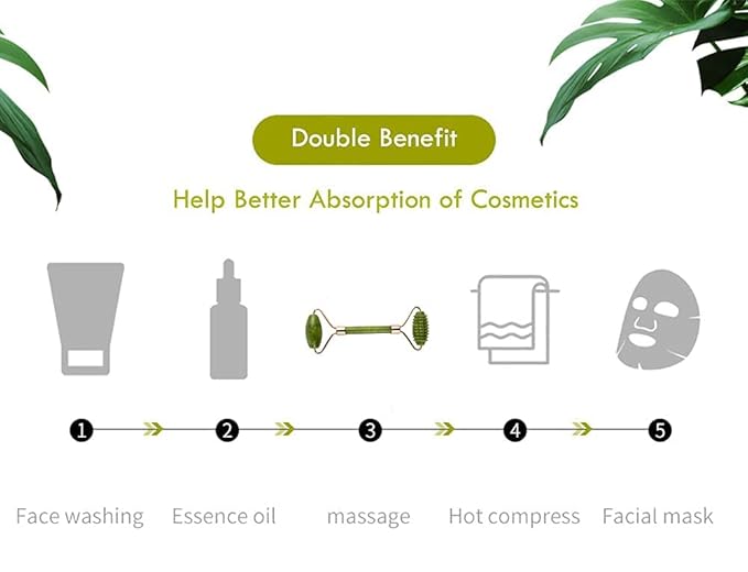 Jade Rollers for Face Beauty and Eyes Massage - Facial Massager for Anti Aging Wrinkles and Skin Rejuvenate - Natural Jade Crystal Derma Roller for Puffiness and Lift - Spiky Roller