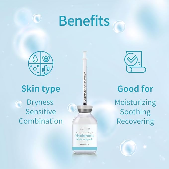 Hyaluronic moisturizer ampoule dry skin face neck woman hyaluronic acid hydrating serum Korean Beauty skincare 1.69oz