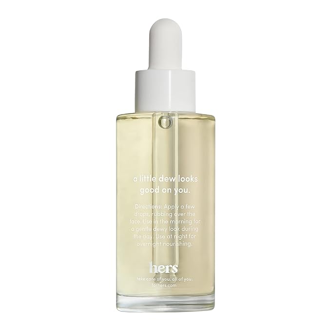 hers Effortless Glow Face Oil - Anti Aging Facial Oil for Glowing Skin - Softens, Hydrates, Smoothes Wrinkles - Contains Jojoba Oil, Tea Tree Oil, Rosehip - 1 fl Oz