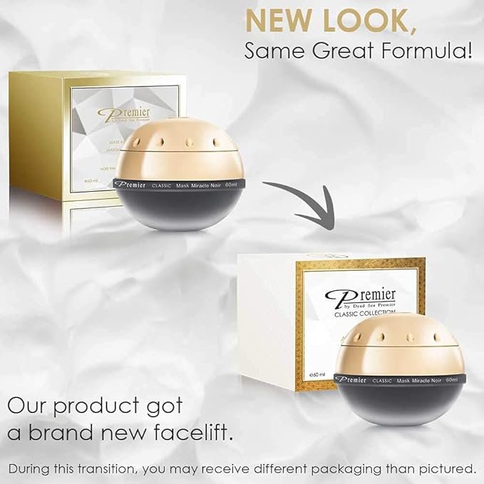 Premier Dead Sea Classic original Miracle Noir Mask, Age defying, detoxifying, hydrating, nourishing, exfoliating, anti oxidant All in one best mask 2.4 Fl oz.