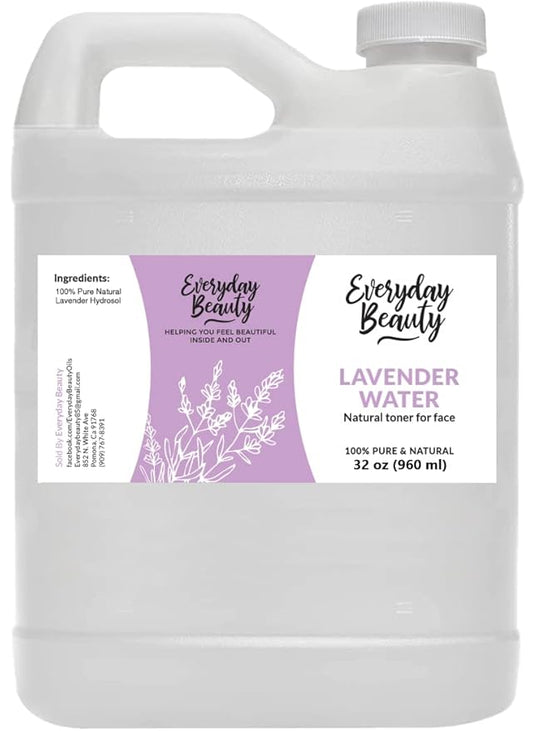 Lavender Hydrosol Facial Toner Bulk - 32 oz All Natural Hydrating Spray Mist for Face and Hair - 100% All Natural Lavender Water Hydrosol