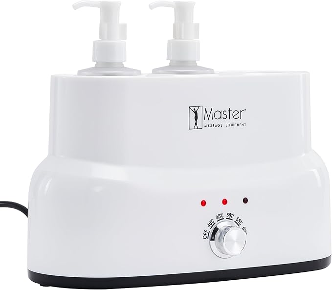 Master Massage 3-Bottles Massage Oil, Lotion, Cream Warmer Heater with Empty Bottles- Massage Cream Heating Device- Salon SPA Massage Body Therapy, White