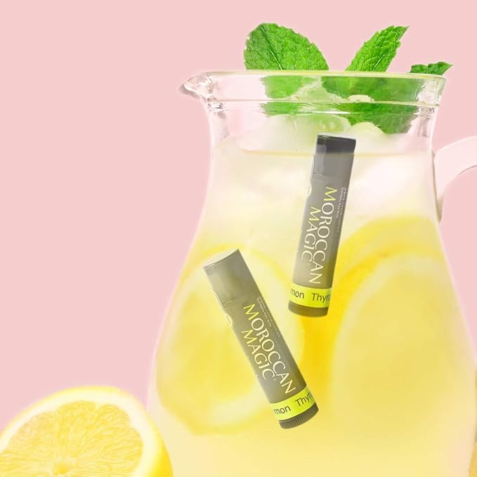 Organic Moroccan Magic Lip Balm 3 Pack | Lemon Thyme Balm Set | Chapsticks for Dry Lips | Made with Natural Argan, Essential Oils Lip Moisturizer and Vitamin E | Smooth Application, Non-Toxic