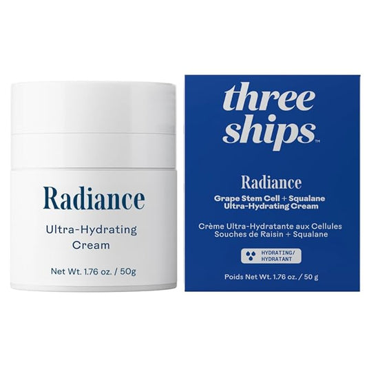 Three Ships Radiance Ultra-Hydrating Cream with Grape Stem Cell + Squalane- High in Antioxidants for Lasting Hydration, Daily Face Moisturizer (50g)