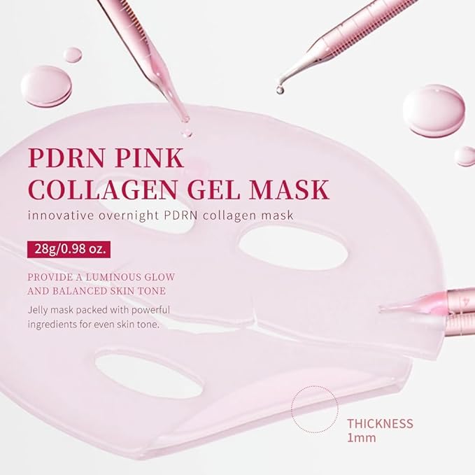Pink collagen face mask,skin care jelly gel mask,overnight face mask for glass glow skin- elasticity, hydrating, firming and moisturizing,Pore Minimizing, Elasticity Improvement 4Pcs