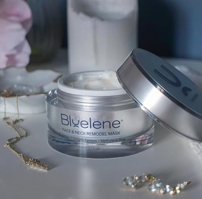 Face and Neck Remodel Mask with Methylene Blue, Growth Factors, Advanced Peptides, Niacinamide, Cork Oak, Linseed, and Edelweiss (50ML). Suitable for Sensitive Skin.