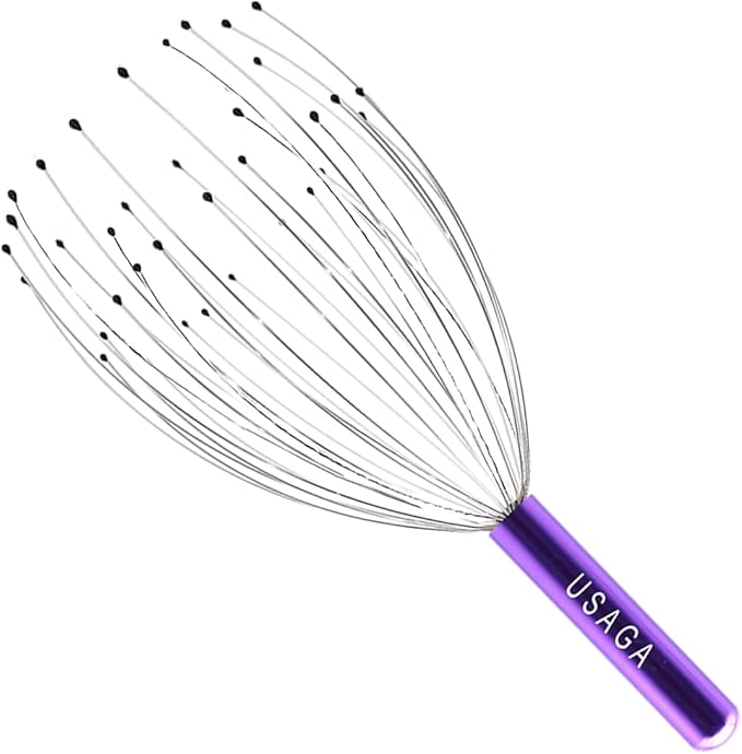 USAGA 36 Fingers Head Massager Scalp Massager Head Scratcher for Scalp Body Relaxing (Purple)