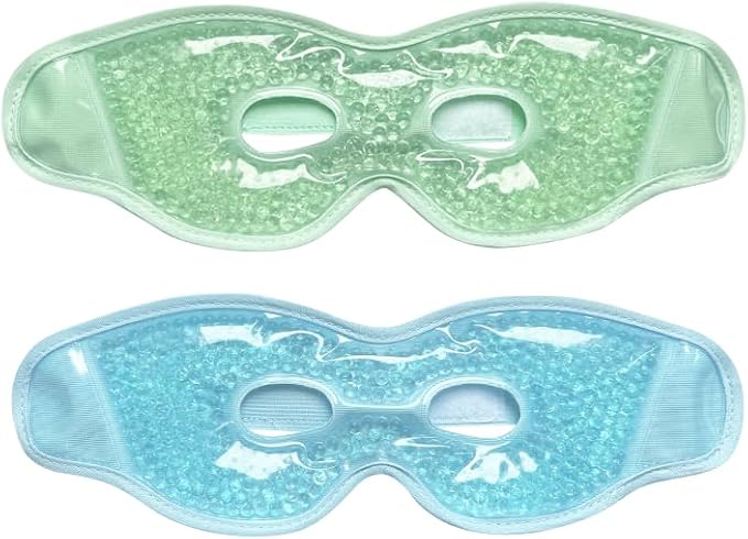 2PCS Cooling Eye Mask for Puffy Eyes, Gel Eye Mask, Reusable Hot Cold Therapy Eye Mask for Puffiness, Cold Eye Mask, Ice Pack for Eyes Surgery, Cooling and Compress Eye Mask (01-Green & Blue)