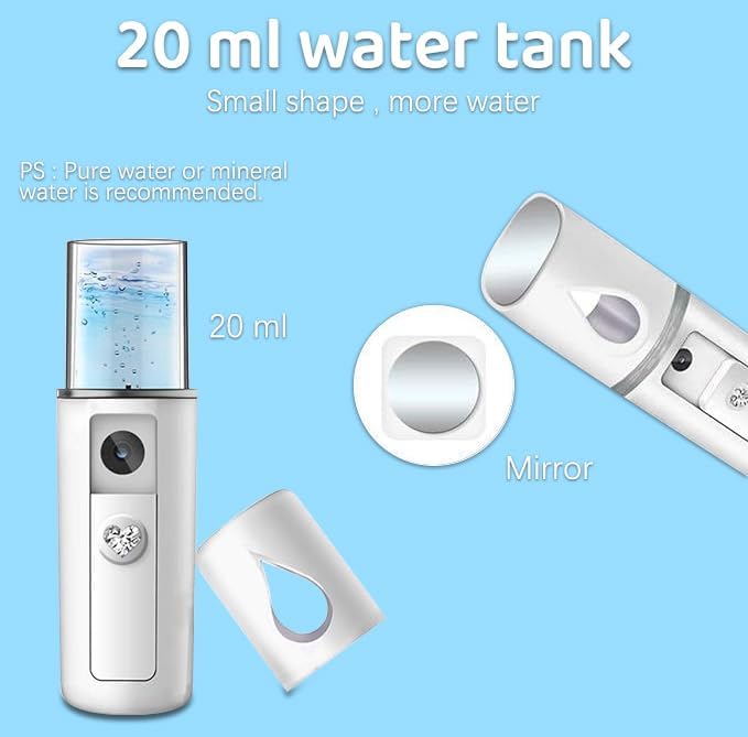 4 Pack Handheld Personal Diffuser Portable Facial Spray Steamer Mist Spray Cleaning Pores Water SPA Moisturizing Hydrating Face Sprayer, USB Rechargeable Mini Beauty Device - Pink and White