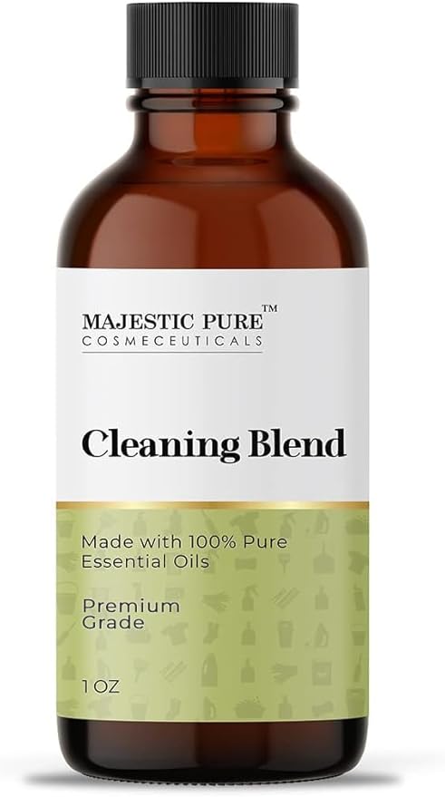 Majestic Pure Cleaning Essential Oil Blend | 100% Pure & Natural Premium Grade Oil for DIY Products, Cleaning | Blend of Lemon, Orange, Peppermint, Citronella | for Aromatherapy & Diffuser | 1oz