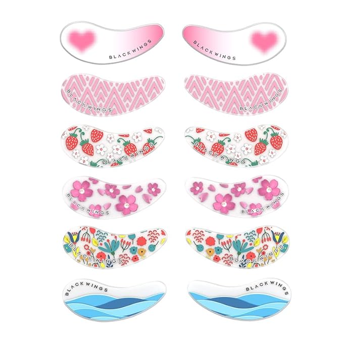 Black Wings 6 Pairs Silicone Eye Patches with Self-Adhesive Design - Cute Bear & Rabbit Inspired Eye Care Patches (Mix 6 pairs)