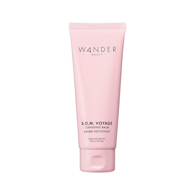 Wander Beauty B.O.M Voyage Cleansing Balm - Cleanser and Makeup Remover for Eyes & Face - Cleansing Balm Makeup Remover - Nourishing Face Wash Transforms From Balm to Oil to Milk Cleanser - 3.38 oz