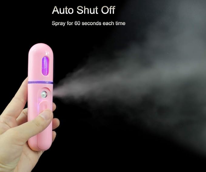 Nano Facial Mister, Portable Mini Cool Mist Facial Steamer Moisturizing Hydrating Face Sprayer for Skin Care, Makeup, Cleaning Pores，Eyelash Extensions，Summer Cool (Pink)