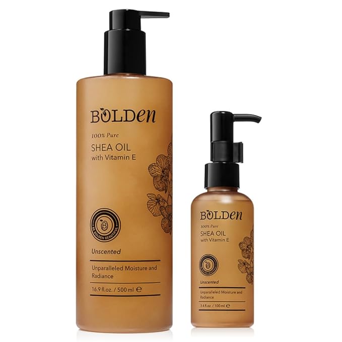 BOLDEN SHEA OIL with Vitamin E | 100% Natural | Unparalleled Moisture & Radiance for Skin & Hair | UNSCENTED | 16.9 Fl Oz