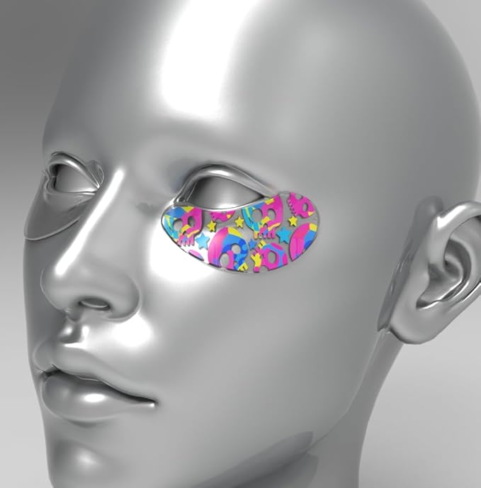 Black Wings 6 Pairs Silicone Eye Patches with Self-Adhesive Design - Cute Bear & Rabbit Inspired Eye Care Patches (numerous flowers 6 pairs)