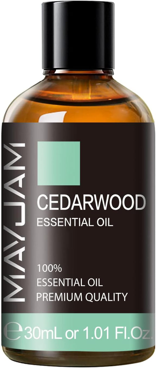 Cedarwood Essential Oil 1.01fl.oz/30ML, MAYJAM Premium Cedarwood Oil for Massage, Diffuser, Candle Making, DIY Soap, Long Lasting Scents