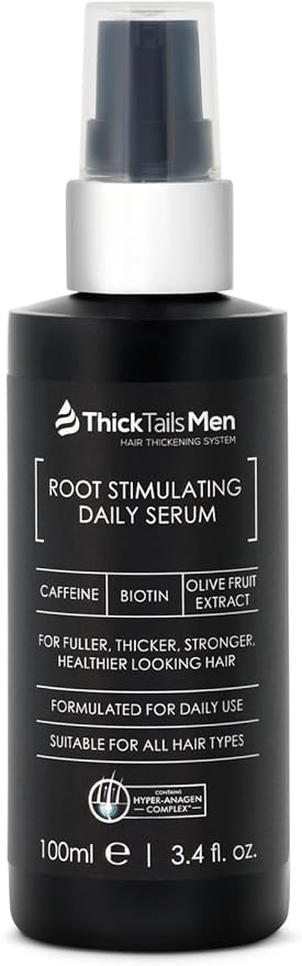 Men’s Root Stimulating Leave-In Serum for Thicker, Fuller-Looking Hair – Daily Vegan Hair Strengthener with Biotin, Caffeine & Saw Palmetto – Lightweight, Fast-Absorbing Formula