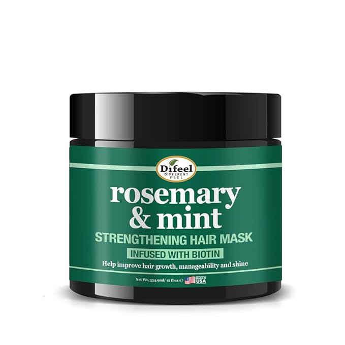 Difeel Rosemary and Mint Strengthening Hair growth Mask with Natural Rosemary Oil and Biotin 12 oz.