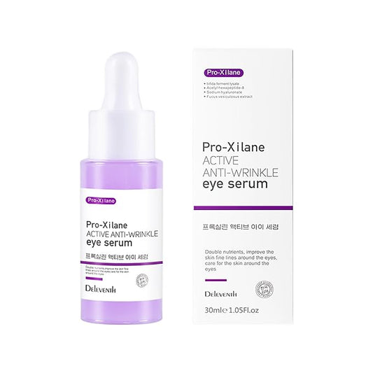 DEleventh Korean Brand Pro-Xilane Active Anti-Wrinkle Eye Serum 30ml / Anti-Aging, Reduces Puffiness, Dark Circles, & Firms Skin, Hydrating, Brightening, and Revitalizing Formula for Youthful Eyes