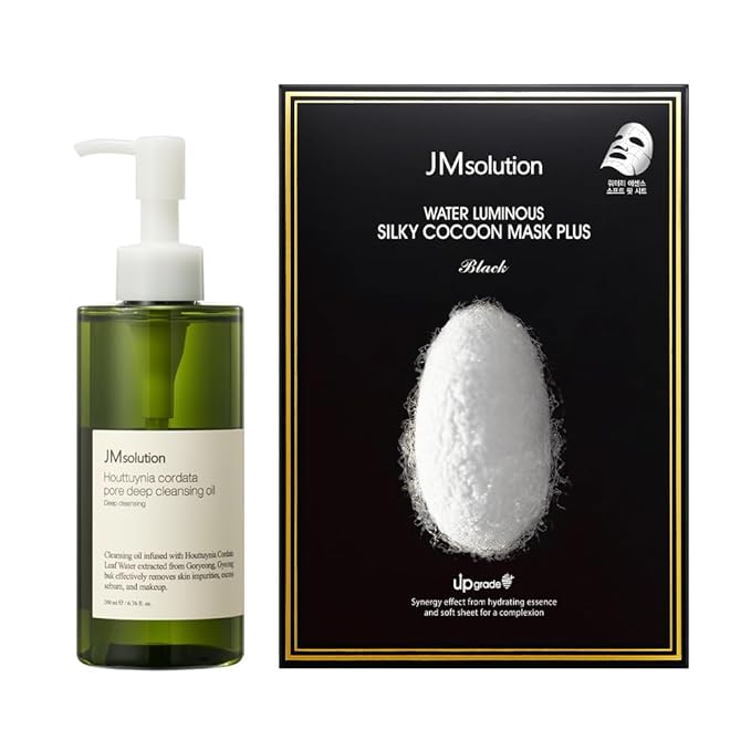 JMSolution Water Luminuous Silky Cocoon Black + Heart Leaf Cleansing Oil