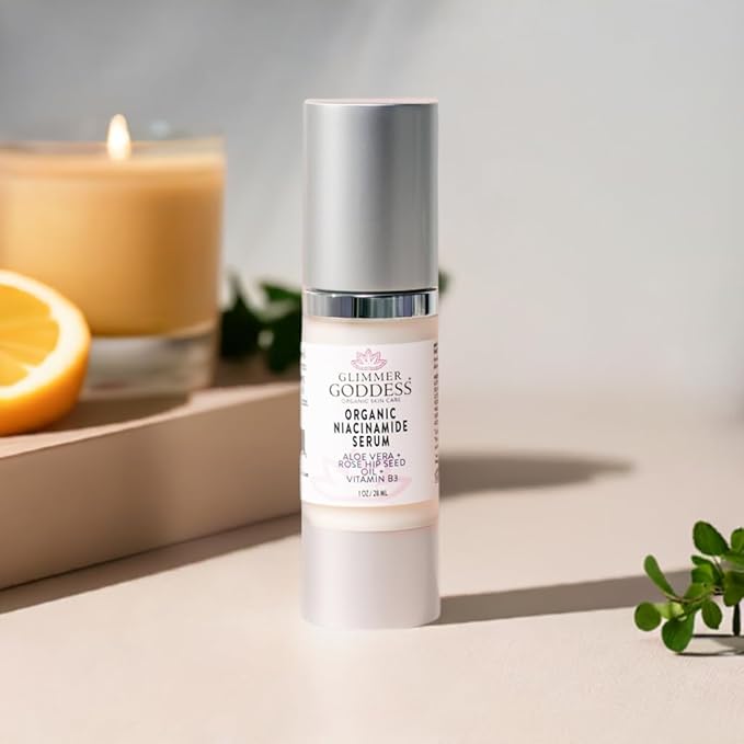 Glimmer Goddess Organic Anti-Aging Serum with Niacinamide Vitamin B3, Tightens Pores, Reduces Wrinkles with 5% Niacinamide: A Miracle for Your Skin, 1 oz