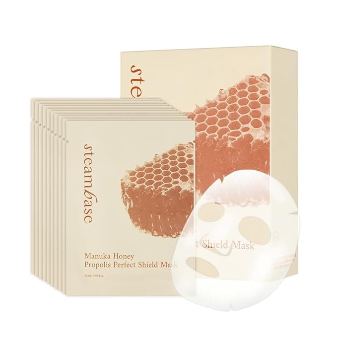 Manuka Honey Propolis Perfect Shield Mask | Face Sheet Mask | Hydrating, Anti-Aging, Cooling, Elasticity, Fine Lines Repair | Facial for Dry and Sensitive Skin | Korean Skin Care | 10 Sheets
