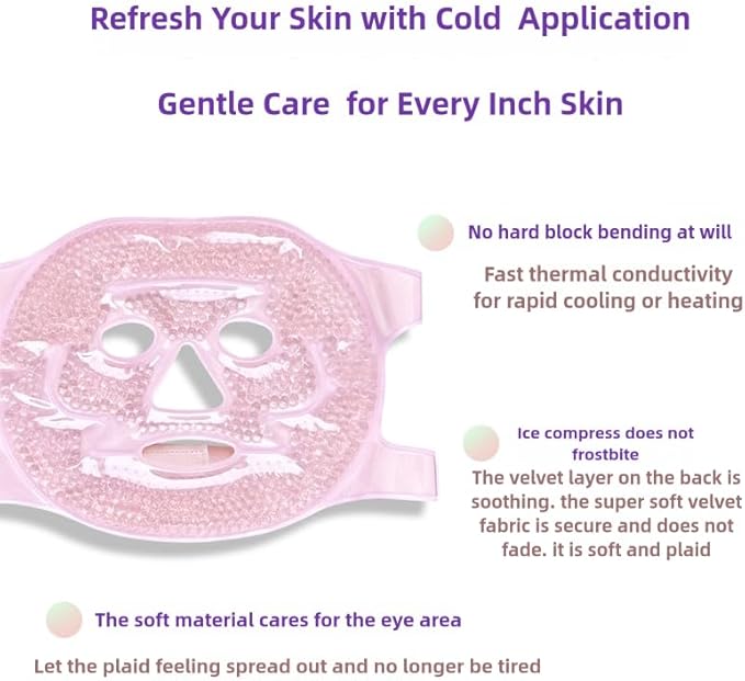 2 PCS Gel Mask,Reusable,Face & Eye Mask with Hole,Dark Circles,Dry Eyes,DeepSleep,Headaches,Puffiness,Stress,migraines,Eye Bags.Allergies,Sinus discomfort,migraines (02-Green)