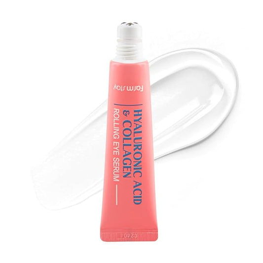 Farmstay Hyaluronic Acid Roll-on Eye Serum with 2% Niacinamide & Collagen – Hydrating Korean Eye Roller for Dark Circles, Puffy Eyes & Wrinkles – 0.84 fl. oz.