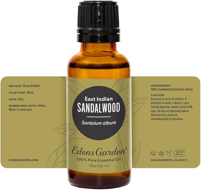 Edens Garden Sandalwood- East Indian Essential Oil- 100% Pure Premium Grade, Undiluted, Natural, Therapeutic, Aromatherapy, The Best for Diffuser, Face, Hair, Humidifiers 30 ml (1 fl oz)