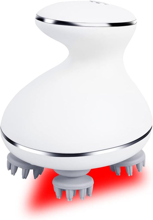 Electric Head Massager Waterproof,with 4 Detachable Massage Heads,Wireless Portable Red Light Care Handheld Massager,4 Massage Modes Stress Relax for Scalp,Suitable The Whole Body and Pets